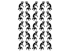 Kokopelli Twins 25 pcs 1 Inch Black Fused Glass Decals