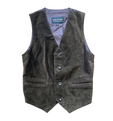 Wilsons the Leather Experts Suede Leather Vest Men's Small Brown