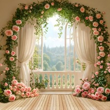 10'x10'CP Arch Floral Balcony Scenic Microfiber Fabric background backdrop SD263