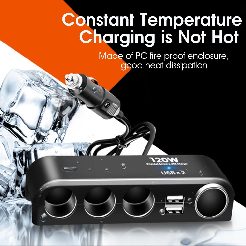 12V 24V Universal Car Charger with 4 USB Ports for Auto Cigarette Lighter