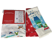 Wondershop Christmas Winter Village Scene Shower Curtain Towel Set Target New