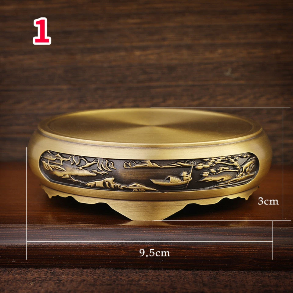 Soporte de exhibición de latón cobre pedestal talla base redonda jarrón maceta estatua retro divertido Foto 3 de 4