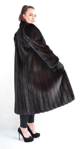 US4982 REAL MINK FUR COAT RANCH MINK FULL LENGTH SIZE L - NERZMANTEL PELLICCIA - Picture 16 of 24