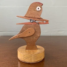 Vintage Wooden Duck Clothespin Beak Note Recipe Card Holder Handmade Primative