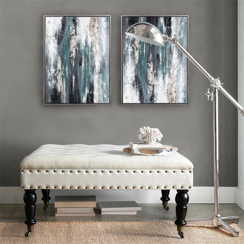 Mesa de centro otomana cuadrada grande de 33" con ruedas para sala de estar Foto 4 de 4