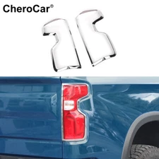 2X Chrome Rear Tail Light Covers Light Guard Bezels for 19+ Chevy Silverado 1500