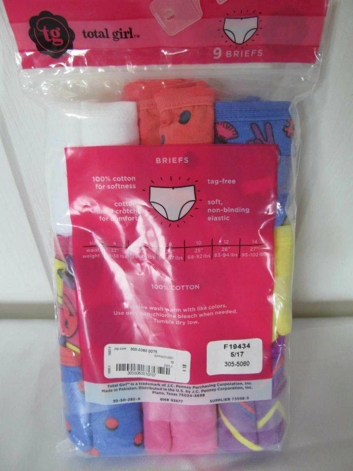 NUEVO CON ETIQUETAS TOTAL GIRL MARCA 9PK CALZONCILLOS ROPA INTERIOR BRAGAS COLORIDO NOVEDAD ESTAMPADO Foto 2 de 3