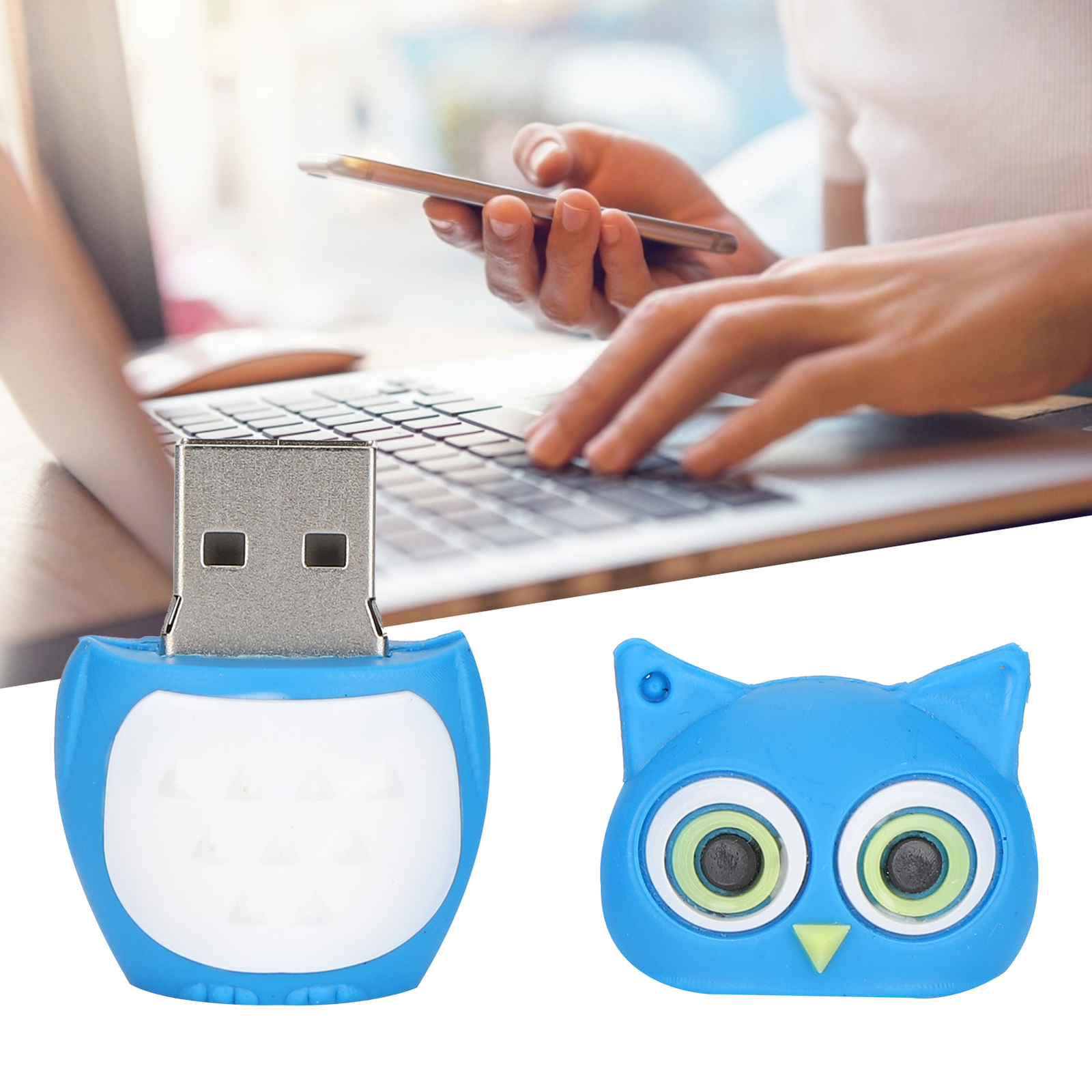 Cartoon U Disk Blue Owl Appearance High Speed Bulk Storage Flash Drive Memor