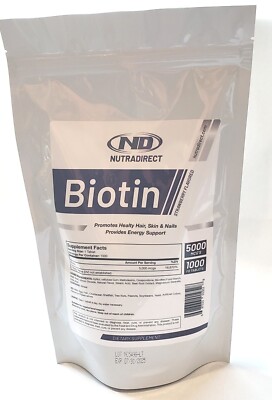 Biotin 5000mcg - 1000 Tablets! Fast Dissolve  Strawberry Flavor  Exp: JUNE 2026