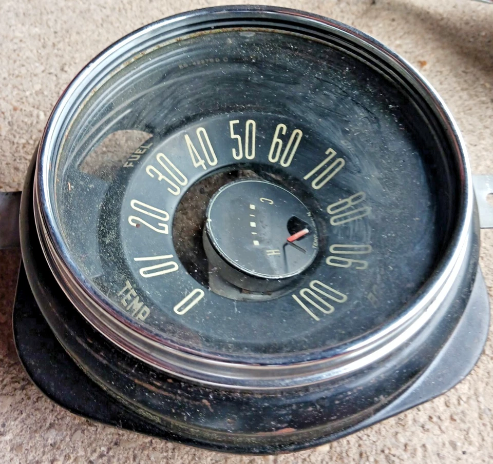 1949-50 FORD DELUXE CAIXA DE SAPATOS PERSONALIZADA VELOCÍMETRO TEMPERATURA + COMBUSTÍVEL + TEMPERATURA DA ÁGUA ORIGINAL - Imagem 3 de 4