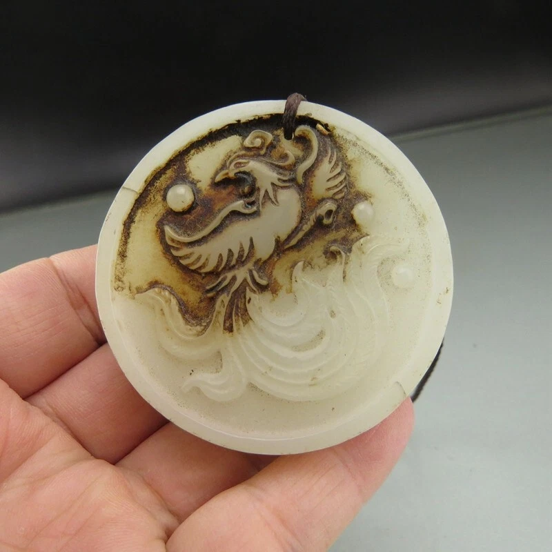 白色玉项链和吊坠亚洲古董| eBay