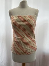 Banana Republic Silk Camisole Cream Striped Sleeveless Size S