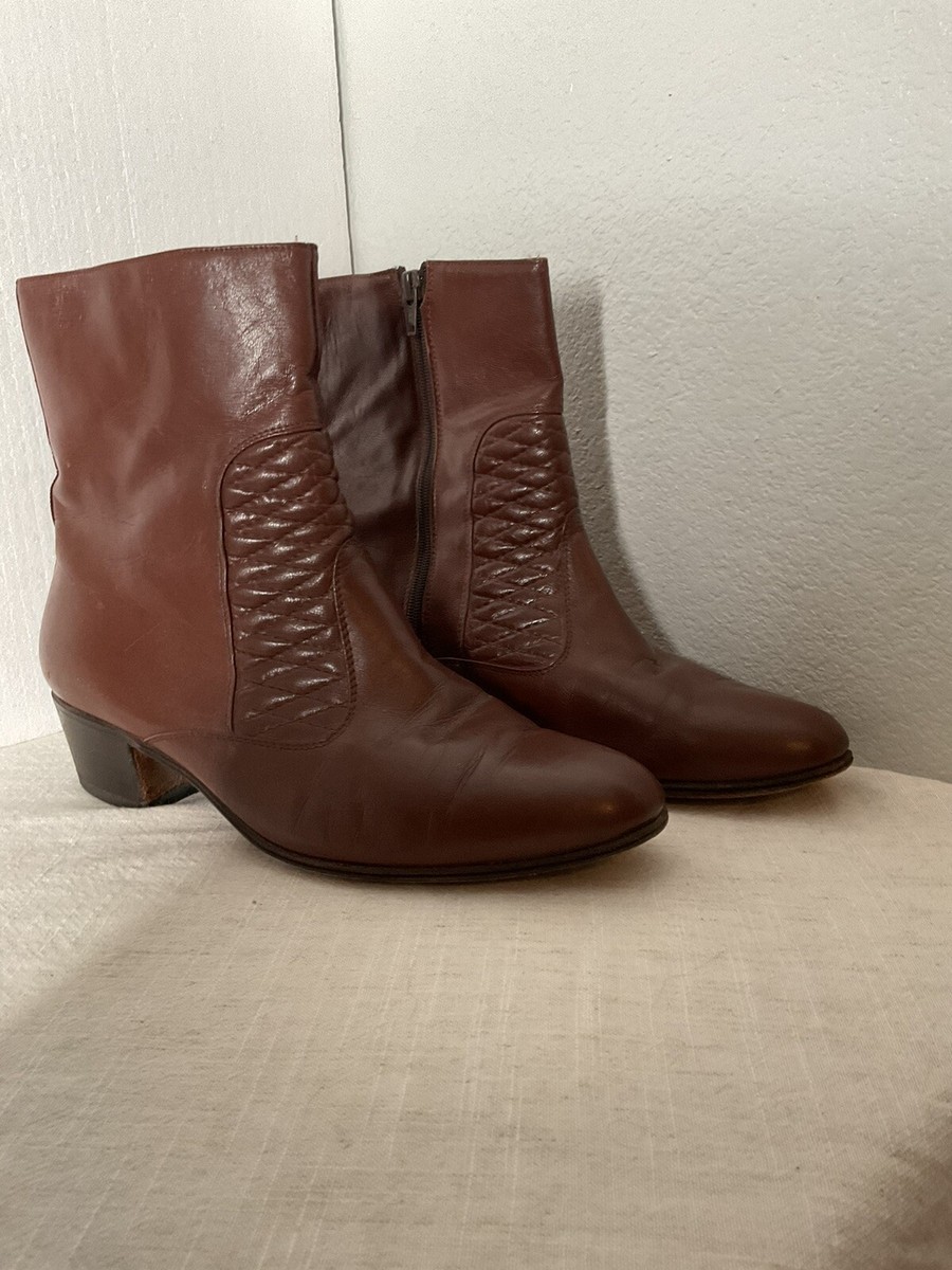 Vintage Men\'s Brown Leather Ankle‎ Boots Vintage 1970s Mens Brown leather DEXTER ankle zip boots 7.5M  main image 2