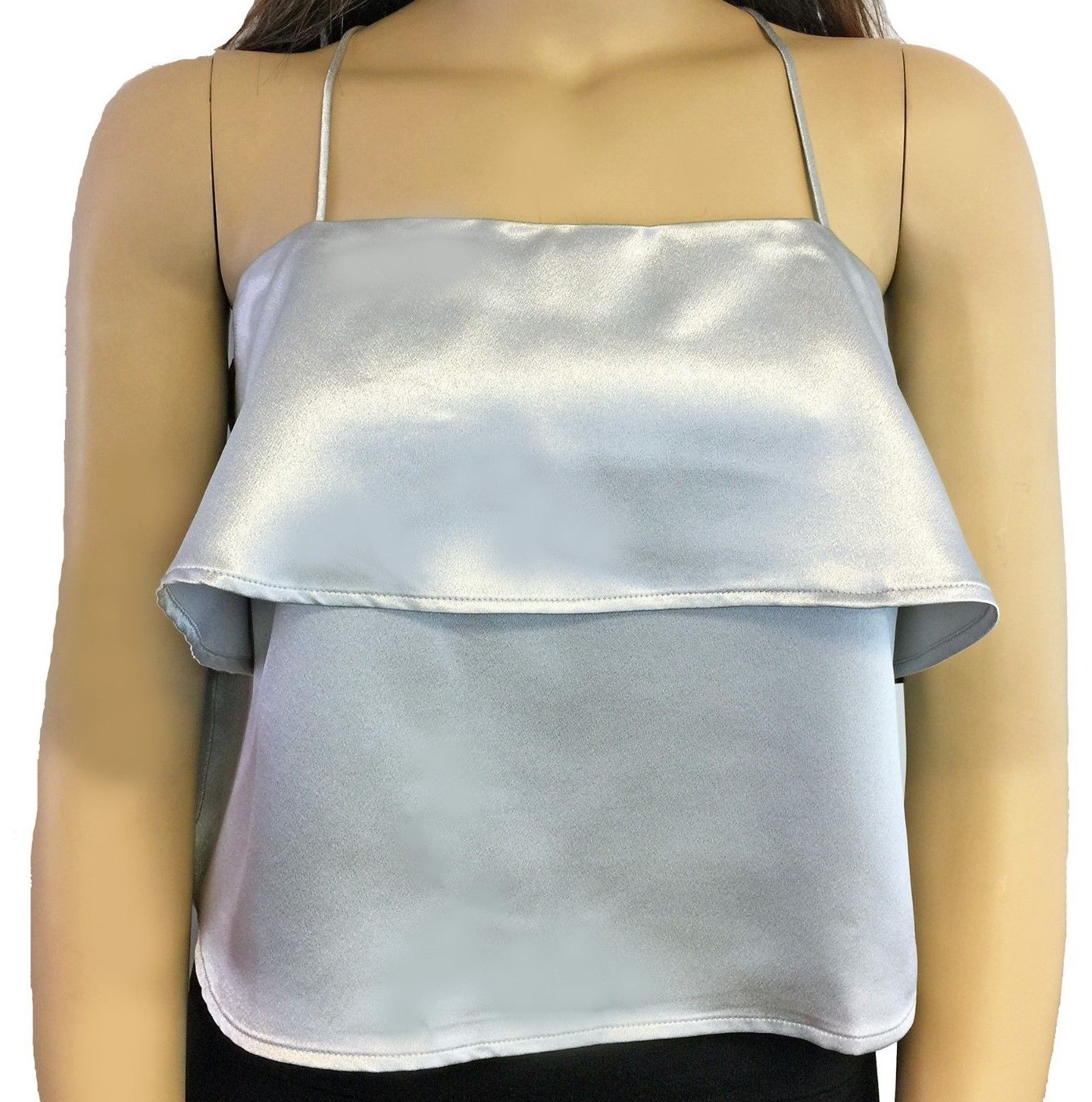 Womens Silver Satin Cami Tank Top Contemporary Size L | eBay