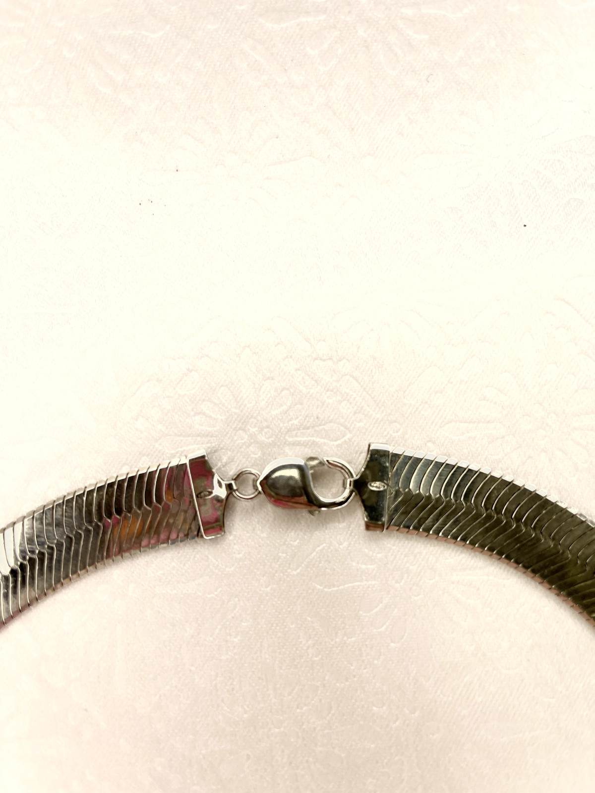 Solid Sterling Silver Herringbone Chain 14mm Wide… - image 3