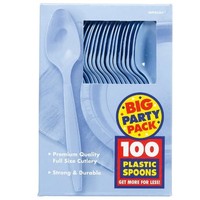 Amscan Big Party Pack 100 Count Mid Weight Plastic Spoons, Pastel Blue, New, Fre on sale Amscan Big Party Pack 100 Count Mid Weight Plastic Spoons, Pastel Blue, New, Fre on sale