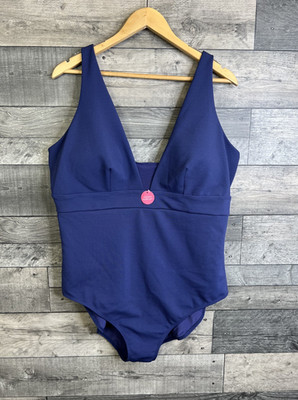 Accessorize Damen Badeanzug Größe UK 24 Navy Lexi Shaping Plunge Urlaub Schwimmen