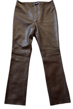 NEW RALPH LAUREN SPORT chocolate brown LEATHER VINTAGE PANTS sz 8