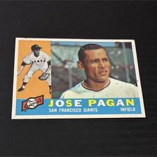 Topps 1960 Jose Pagan San Francisco Giants Rookie #67 MLB Baseball Card. rookie card picture