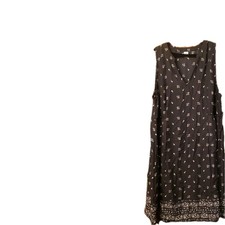 Old Navy Sleeveless V-Neck Dress Blk/Wht Floral & Paisley Pattern, Lined, Small