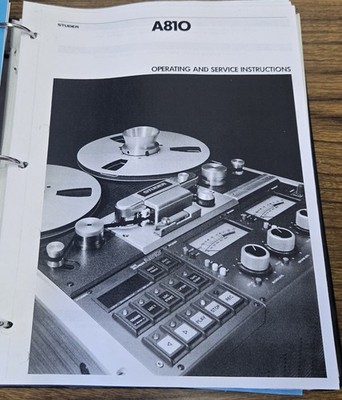 Studer A810 Operating and Service Instructions Manual