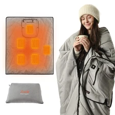Heated Blanket Battery Operated, Wearable Portable Electric Blanket with Rech...