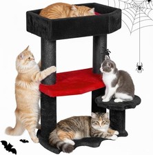 BEWISHOME Cat Tree Tower for Indoor Gothic Trees with Coffin Bed, Black