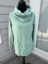 L.L.Bean Cowl Neck Sweatshirt Women  s Small Tall Mint Green Thumbhole Pullover