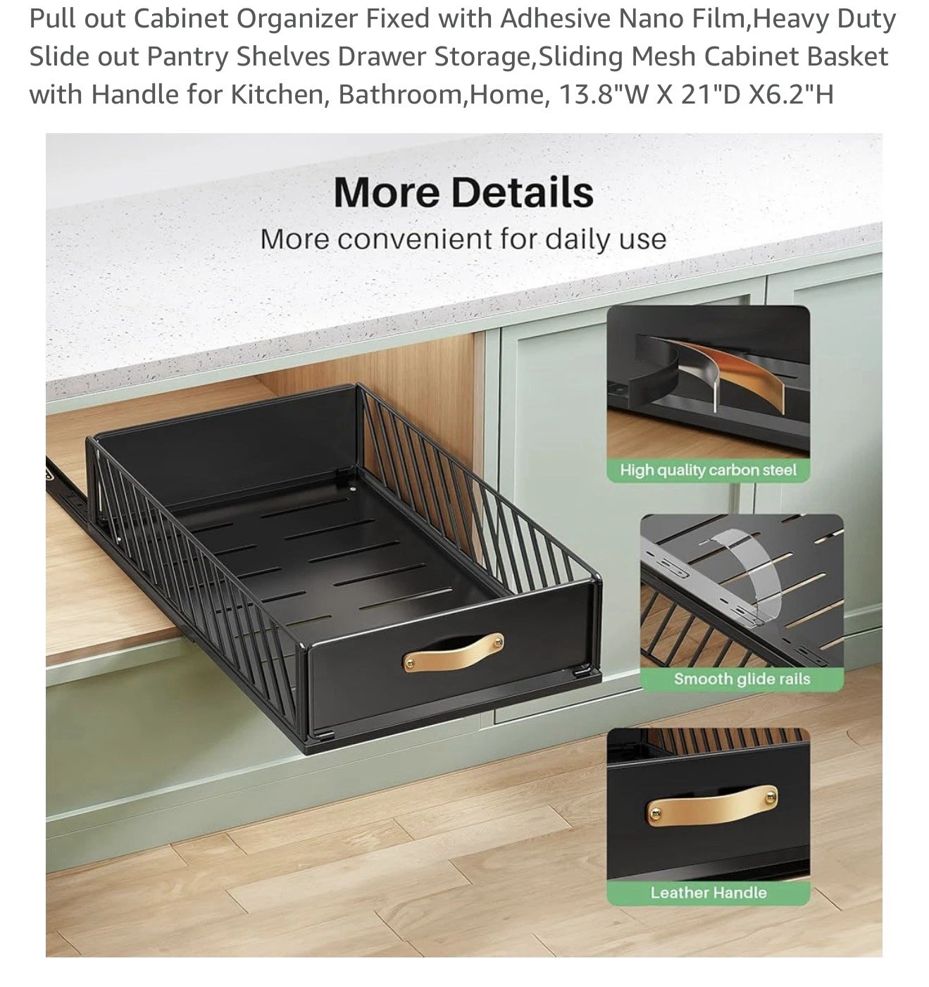 Pull out Cabinet Organizer 9.8"WX 15.7"D X 6.2"H