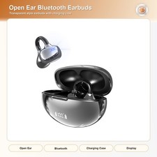 Open Ear Clip Bluetooth Earbuds with Display Charging Case