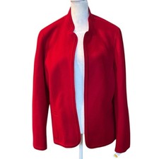 Talbots Vibrant Red Women's Wool Blazer Open Front NWT