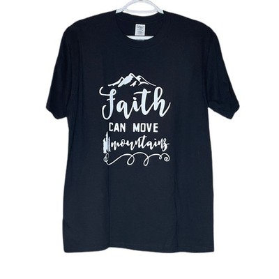 Faith Can Move Mountains Black Short Sleeve Medium T-Shirt