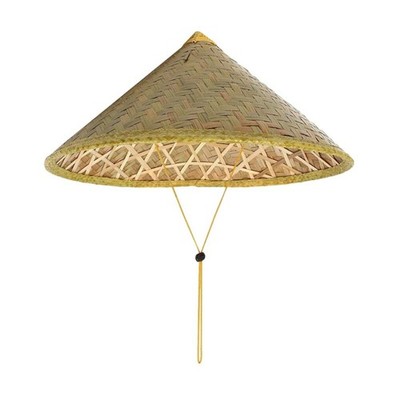 Bamboo Coolie Hat 43x27cm Japanese Weave Straw Vietnamese Farmer - Outdoor Sun