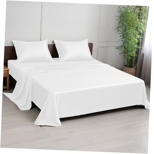 Ultra-Soft Queen White Bamboo Viscose Sheet Set - 100% Premium
