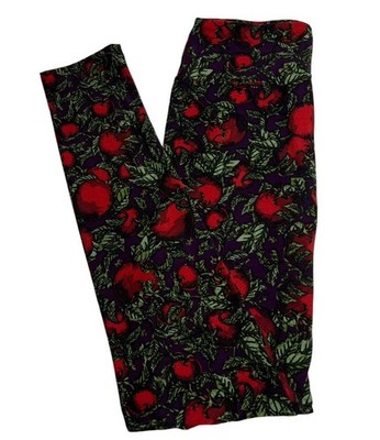 LuLaRoe Leggings OS One Size Rare PURPLE Food TOMATO Plant Garden FUN Ships FAST