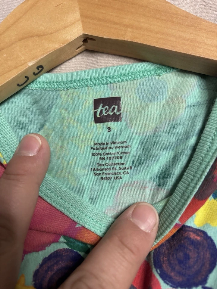 Vestido Tea Collection Manga Acampanada Bolsillo Estampado Floral Vibrante Niñas Talla 3 Foto 3 de 4