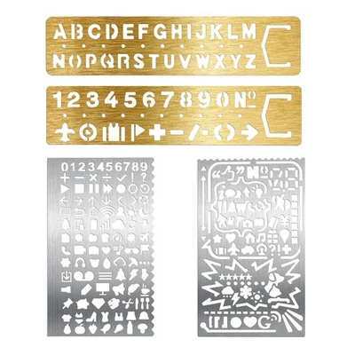 4 Stück Metall Schablone Buchstaben und Zahlen Wiederverwendbar Zeichenschabl... - Bild 1 von 4