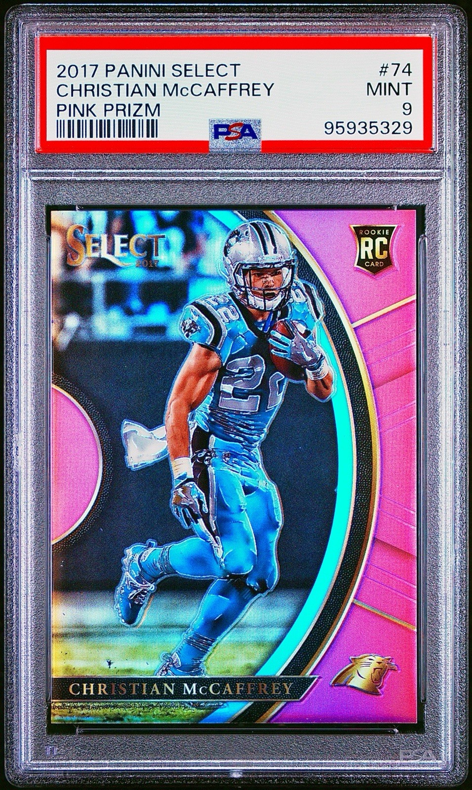 Christian McCaffrey PSA 9 - 2017 Select Concourse #74 PINK /10 Rookie RC