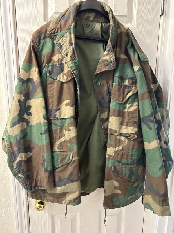 US Army USMC USN USAF USCG Woodland Camo Field Jacket Lrg/Reg 1984