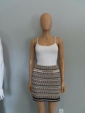 CHANEL Navy/ Gold Metallic Multicolor Stripe Lurex Knit Mini Skirt F 36/US 4