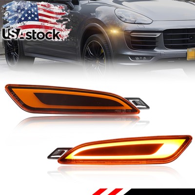 Amber Lens Full LED Bumper Side Marker Light Kit For 2015-2018 Porsche Cayenne