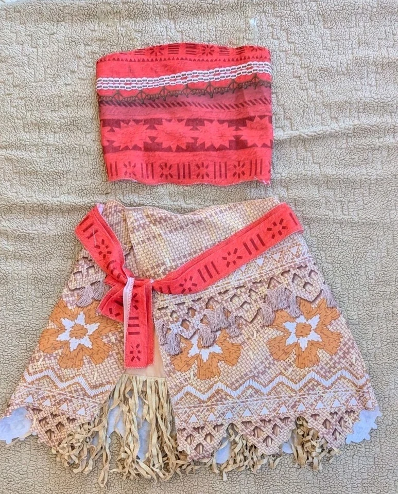 Disguise Disney Moana 服装女孩 6 7 裙上衣套装万圣节装扮 — 第 2/4 张图片