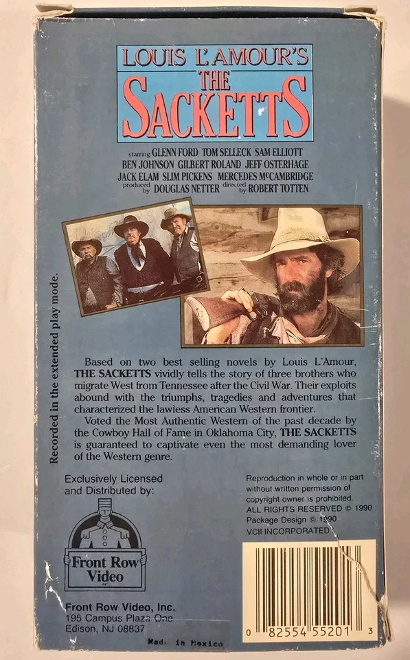 The Sacketts Louis L'Amours VHS 1979 2 Tape Feature.  Pre Owned  - Image 2 of 3