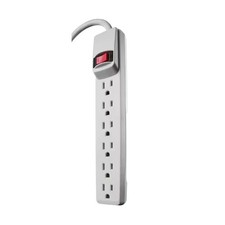 2 Ft. 6-Outlet Power Strip with Overload Protection Free Ship NEW