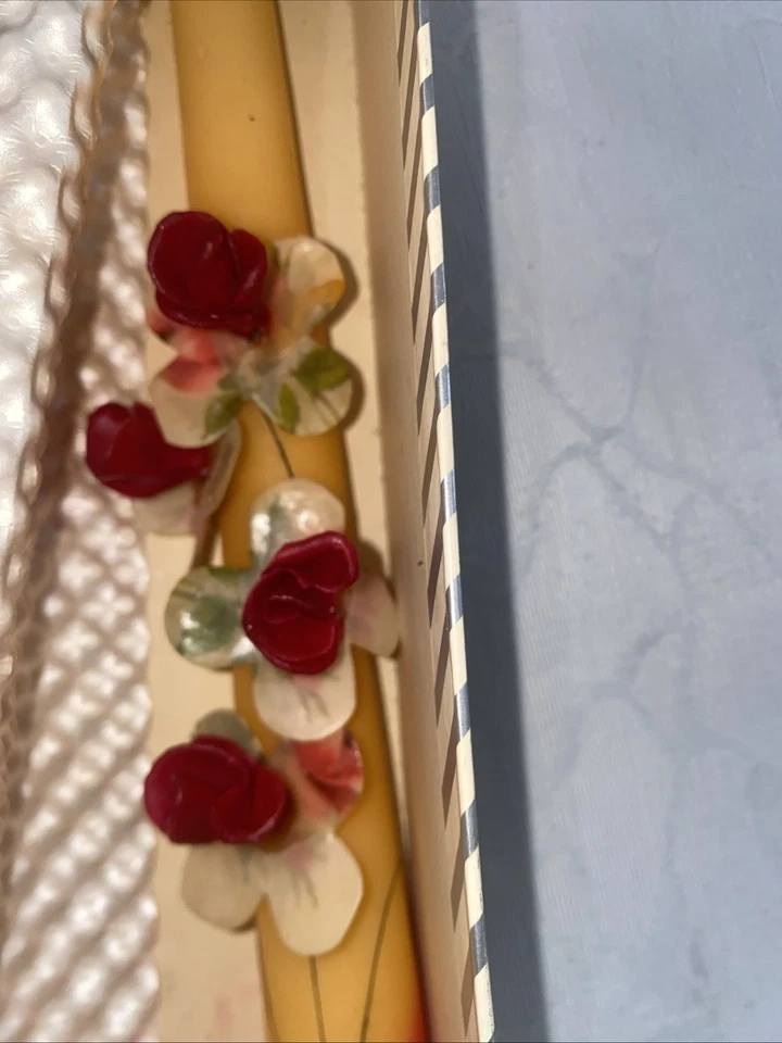 Vintage Wax 3D Roses hand-made Buttercup wax candles Town & country folk art - Image 3 of 4