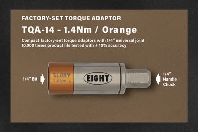 Eight Tool TQA-14, Factory-Set Torque Adaptor With 1/4'' Joint- 1.4Nm / Orange