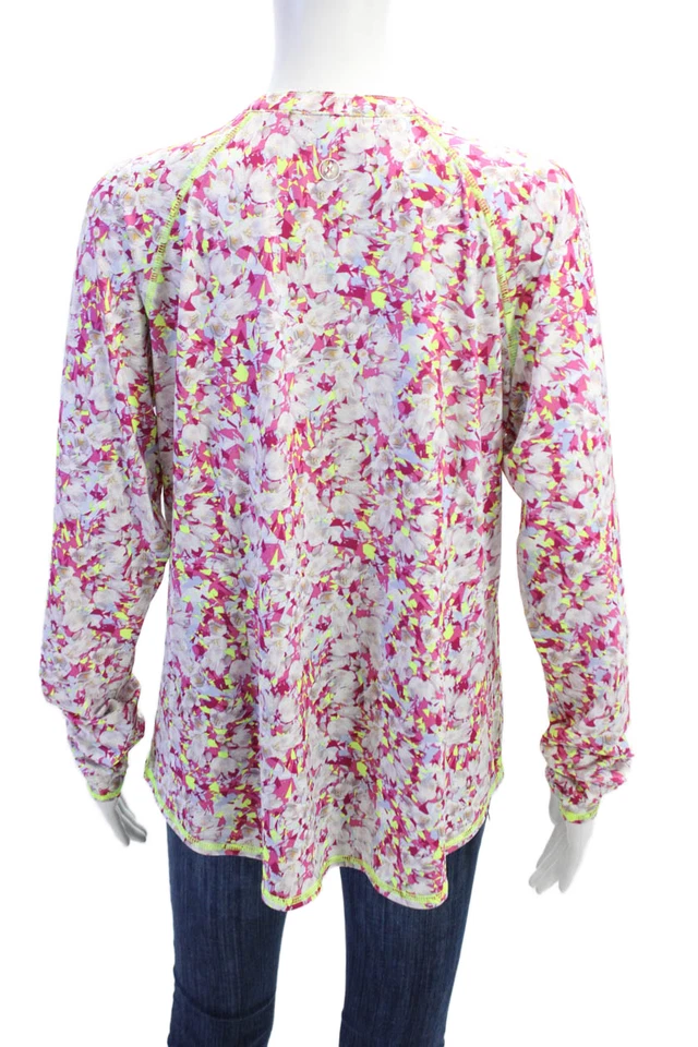 Женский пуловер JoFit эластичный с цветочным принтом высокий вырез спортивная одежда топ розовый размер XL - Изображение 3 из 4