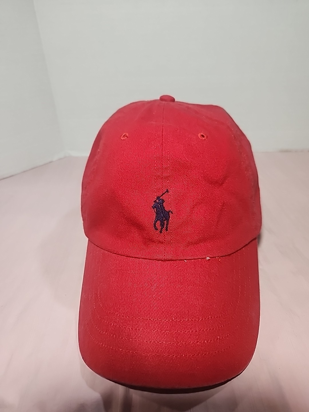 Cappello Polo Ralph Lauren berretto pelle cinturino schiena rosso casual pony vintage preppy