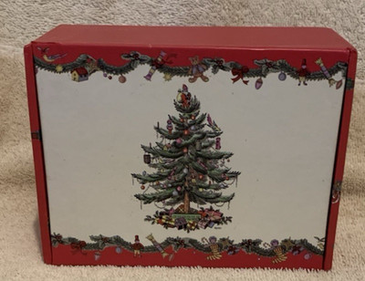 Spode CHRISTMAS TREE Hinged Lid Gift / Keepsake Box  (empty) 6x5x3 - GUC