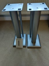 Mordaunt Short Speaker Stands - Pair Bookshelf Supports Stand Silver